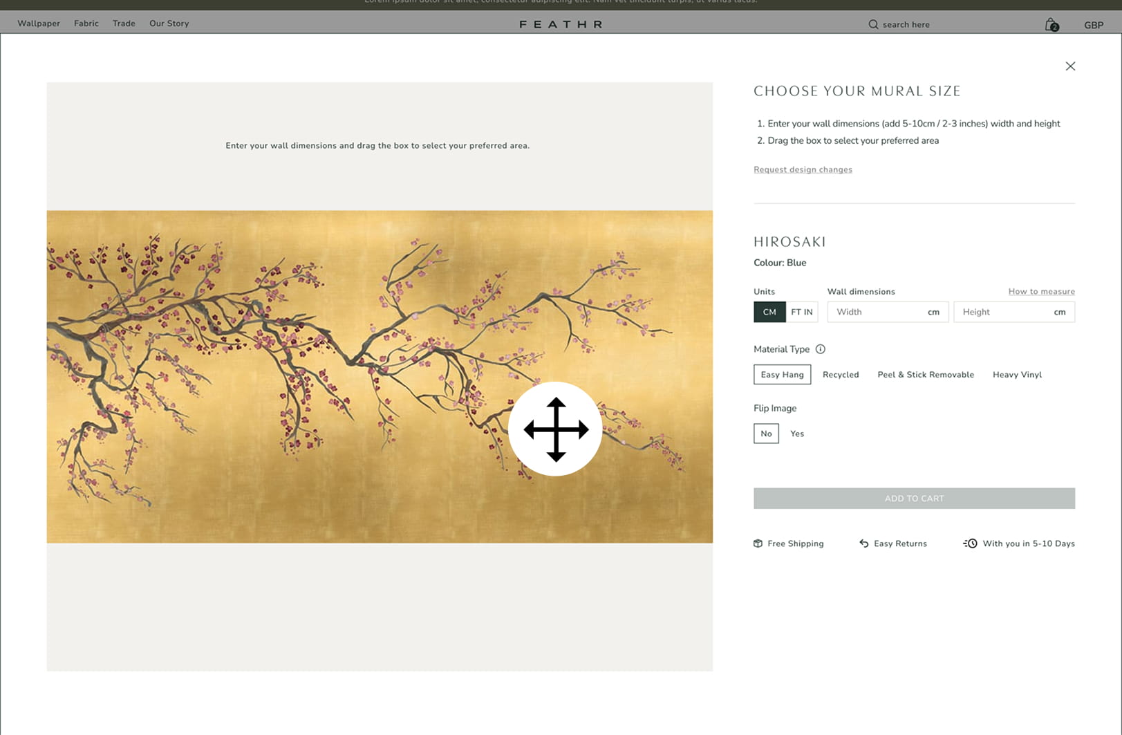 Bespoke wall mural customiser tool